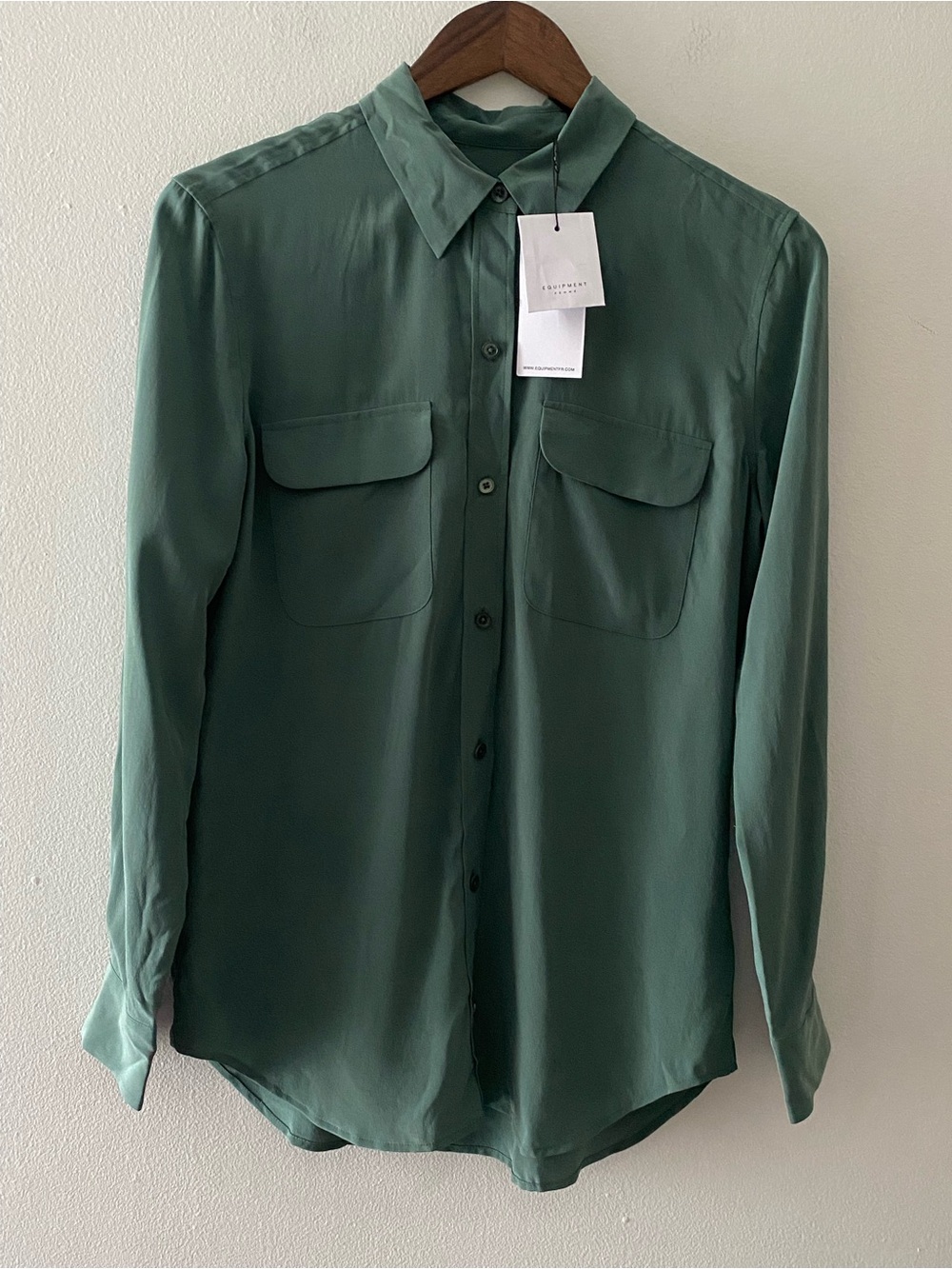 Equipment Womens Deep Green Button-Down Shirt